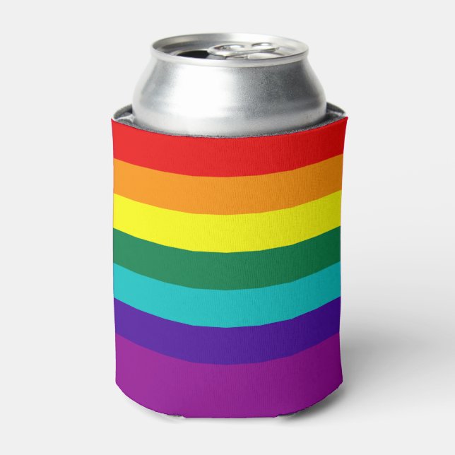 Enfriador De Latas Bandera del Orgullo Arcoiris de 7 bandas (Lata Anverso)