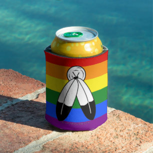 Enfriador De Latas bandera del orgullo de dos espíritus de SlipperyJo