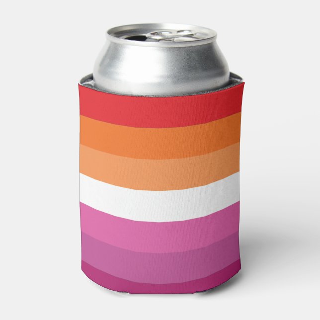 Enfriador De Latas Bandera del Orgullo Lesbiano (Lata Anverso)