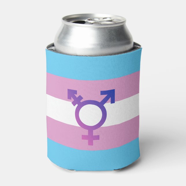 Enfriador De Latas Bandera del Orgullo Trans (Lata Anverso)