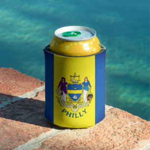 Enfriador De Latas Bandera/ Emblema de Filadelfia, PA