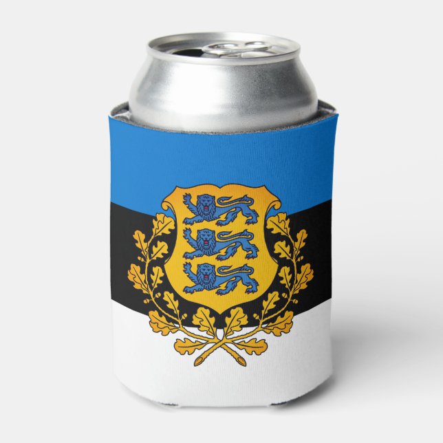 Enfriador De Latas Bandera/ escudo de armas de Estonia (Lata Anverso)