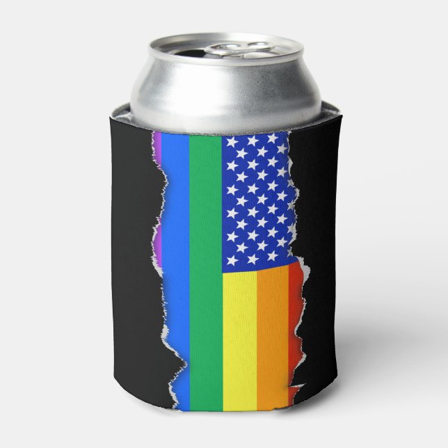 Enfriador De Latas Bandera estadounidense arco iris LGBT (Lata Anverso)