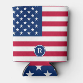 Enfriador De Latas Bandera estadounidense: blanco rojo y azul patriót