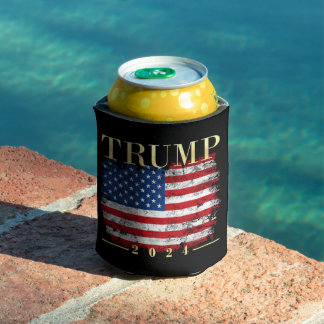 Enfriador De Latas Bandera estadounidense elegante de oro de Trump 20