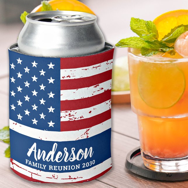 Enfriador De Latas Bandera estadounidense personalizada de la familia (Subido por el creador)