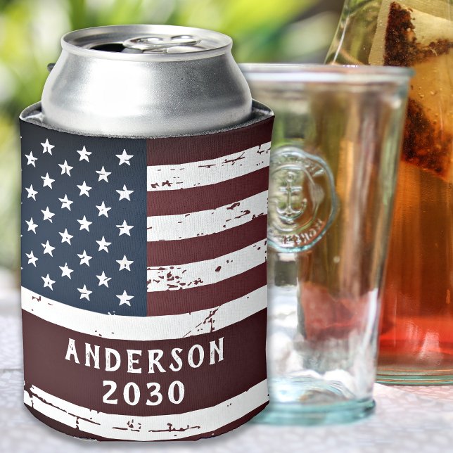 Enfriador De Latas Bandera estadounidense personalizada de la familia (Subido por el creador)