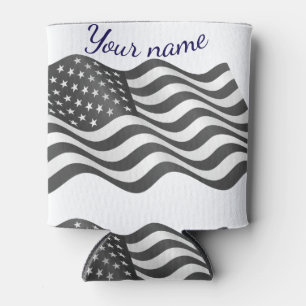 Enfriador De Latas bandera estadounidense puedes escribir tu nombre a