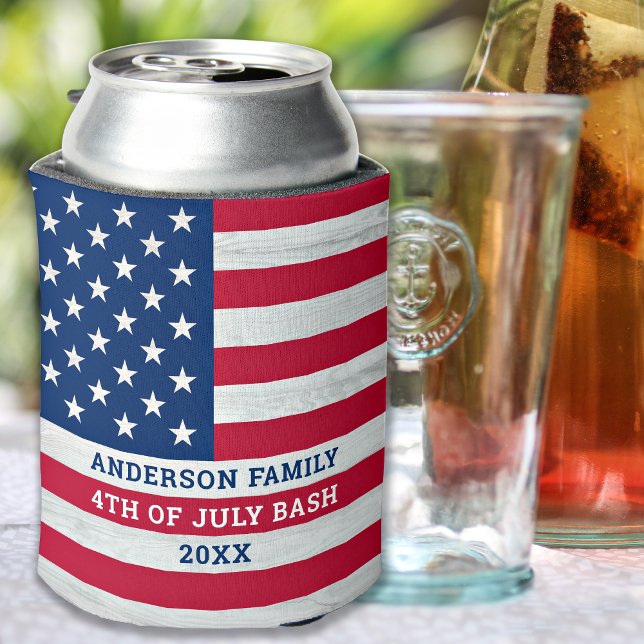 Enfriador De Latas Bandera Estadounidense Rojo Azul Blanco 4 De Julio (Subido por el creador)