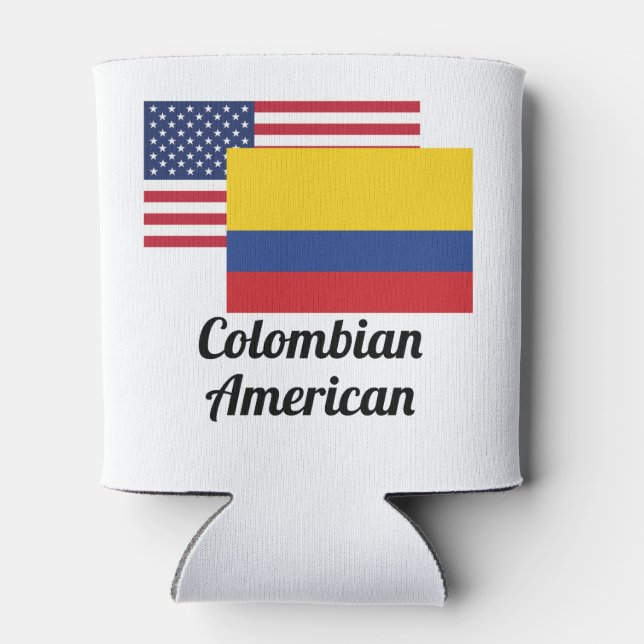 Enfriador De Latas Bandera Estadounidense Y Colombiana (Reverso)
