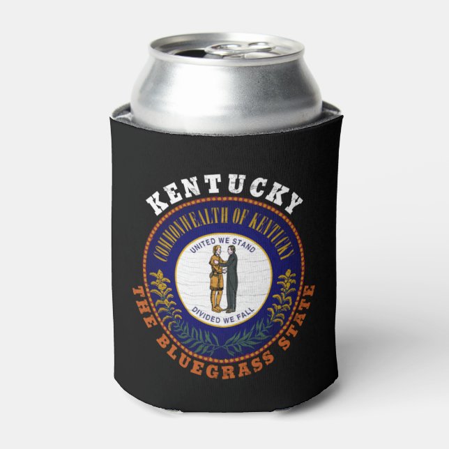 ENFRIADOR DE LATAS BANDERA ESTATAL DE BLUEGRASS DE KENTUCKY (Lata Anverso)