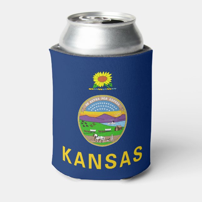 Enfriador De Latas Bandera estatal de Kansas (Reverso de la lata)