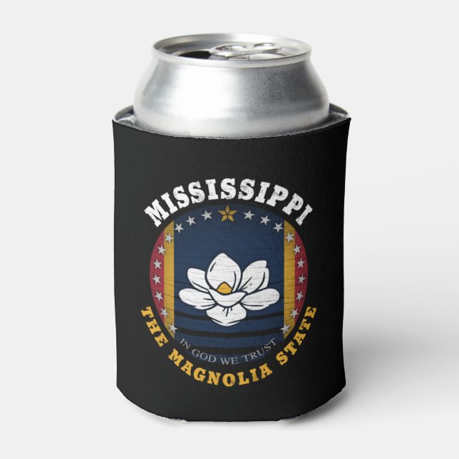 ENFRIADOR DE LATAS BANDERA ESTATAL DE MISSISSIPPI MAGNOLIA (Lata Anverso)