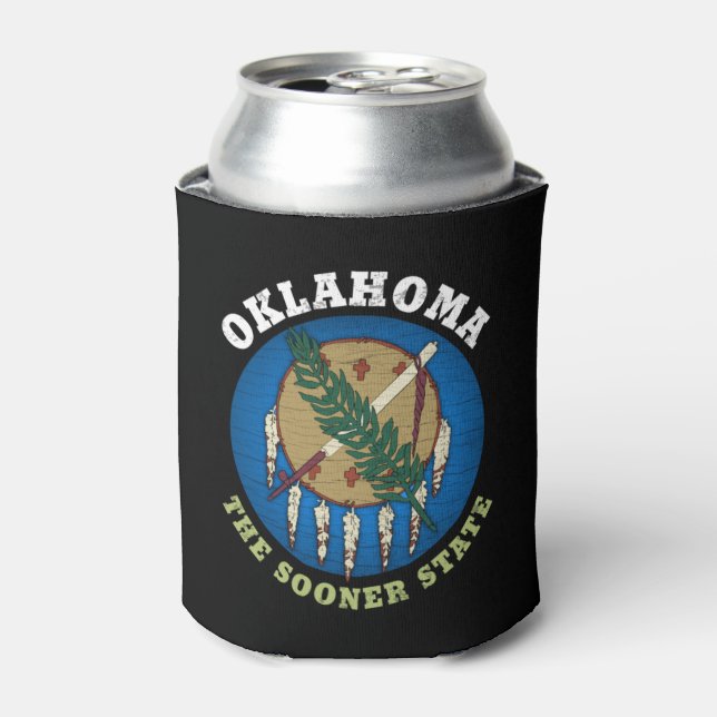 ENFRIADOR DE LATAS BANDERA ESTATAL DE OKLAHOMA MÁS PRONTO (Lata Anverso)