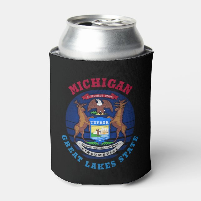 ENFRIADOR DE LATAS BANDERA ESTATAL MICHIGAN GREAT LAKES (Lata Anverso)