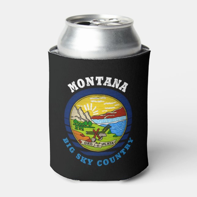 ENFRIADOR DE LATAS BANDERA ESTATAL MONTANA BIG SKY (Lata Anverso)