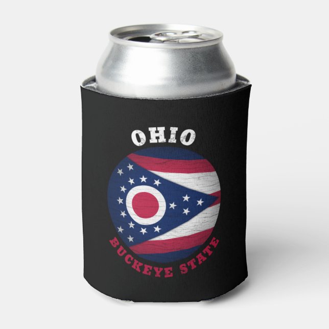 ENFRIADOR DE LATAS BANDERA ESTATAL OHIO BUCKEYE (Lata Anverso)