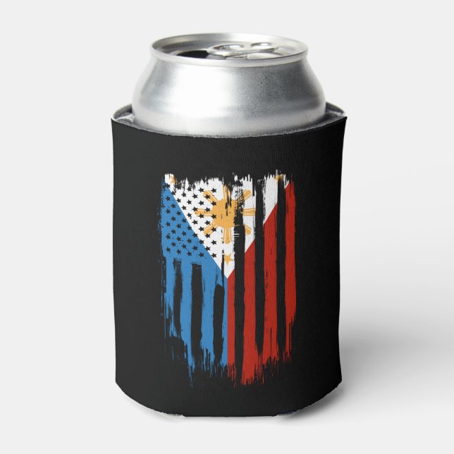 Enfriador De Latas Bandera filipina mitad americana mitad filipina (Lata Anverso)