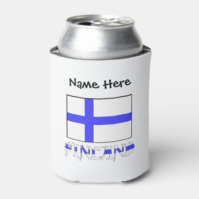 Enfriador De Latas Bandera finlandesa y finlandesa personalizada (Lata Anverso)