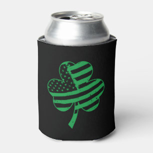 Enfriador De Latas Bandera irlandesa norteamericana Shamrock for