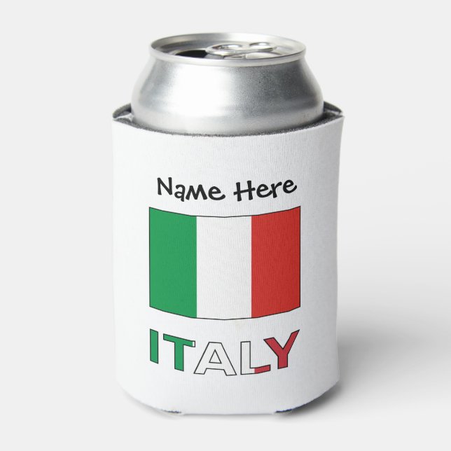 Enfriador De Latas Bandera italiana con su nombre (Lata Anverso)