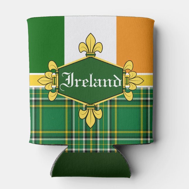 Enfriador De Latas Bandera nacional de Irlanda, Tartán, Personalizar  (Reverso)