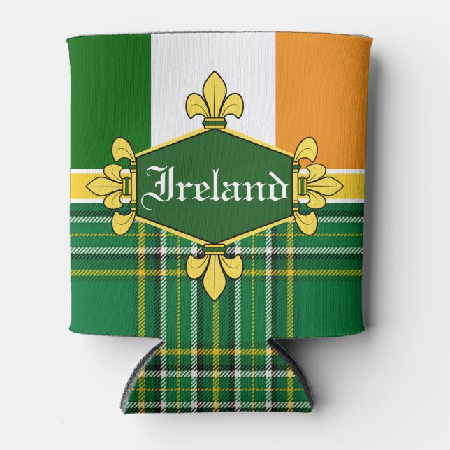Enfriador De Latas Bandera nacional de Irlanda, Tartán, Personalizar  (Anverso)