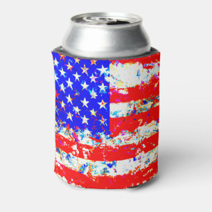 Enfriador De Latas Bandera norteamericana de Grunge