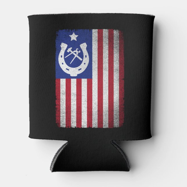 Enfriador De Latas Bandera norteamericana farrier herradura herradura (Anverso)