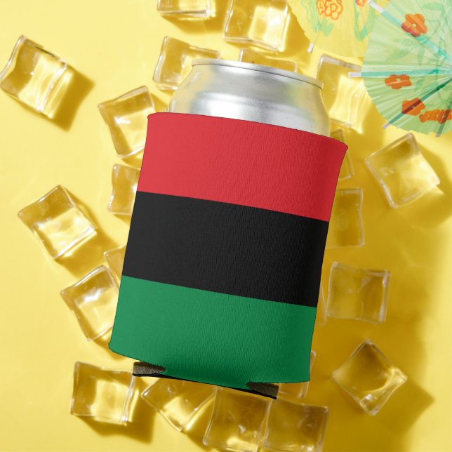 Enfriador De Latas Bandera Panafricana y símbolo/fiesta de la UNIA (Verano in situ)
