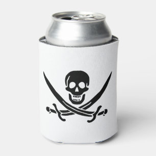 Enfriador De Latas Bandera Pirata Calavera Espadas Cruzadas