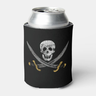 Enfriador De Latas Bandera pirata de calaveras y espadas