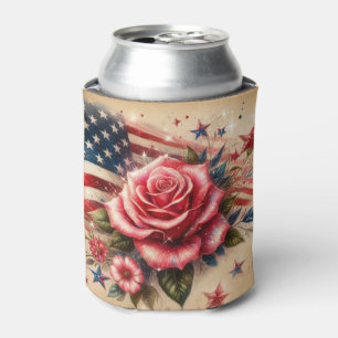 Enfriador De Latas Bandera, Rosas y estrellas estadounidenses antigua