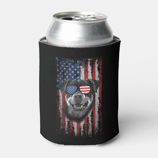 Enfriador De Latas bandera rottweiler vintage americana (Lata Anverso)