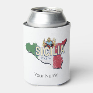 Enfriador De Latas Bandera Sicilia Italia Mapa retro recuerdo de époc