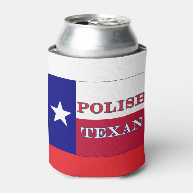 Enfriador De Latas Bandera texana polaca (Lata Anverso)