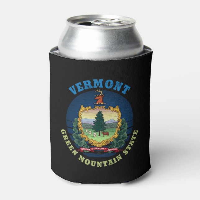 ENFRIADOR DE LATAS BANDERA VERMONT VERDE MONTAÑA ESTATAL (Lata Anverso)