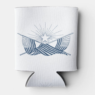 Enfriador De Latas Banderas estadounidenses de época azul y blanca co
