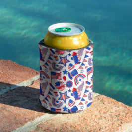 ENFRIADOR DE LATAS BANDERAS PATRIOTAS DE BANDERAS AZULES BLANCAS BLAN