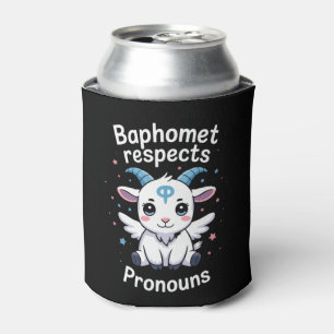 Enfriador De Latas Baphomet Transgénero Respeta Pronombres Orgullo Tr