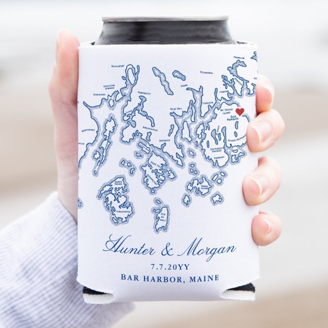 Enfriador De Latas Bar Harbour Maine Wede Bebe Favor (This Bar Harbor Maine Can Coozie is the perfect wedding favor for your coastal Maine event)
