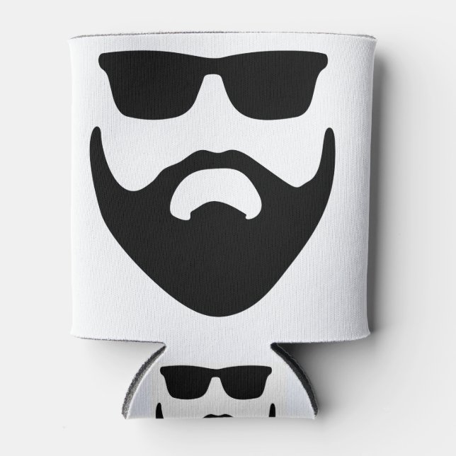Enfriador De Latas barba hipster y gafas de sol (Anverso)