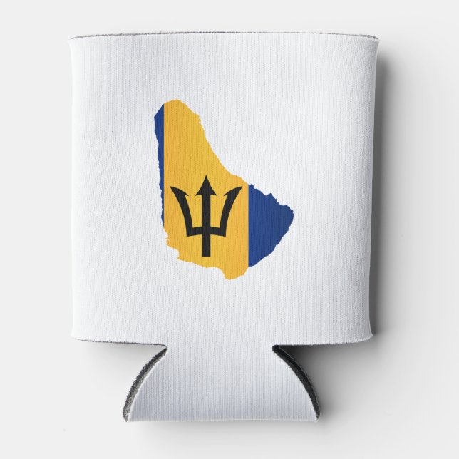 Enfriador De Latas Barbados Islands In Silhouette With Flag (Anverso)