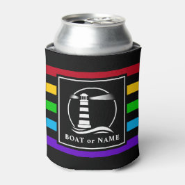 Enfriador De Latas Barco clásico del faro o nombre arcoiris desnudo