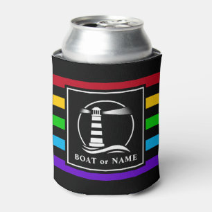 Enfriador De Latas Barco clásico del faro o nombre arcoiris desnudo