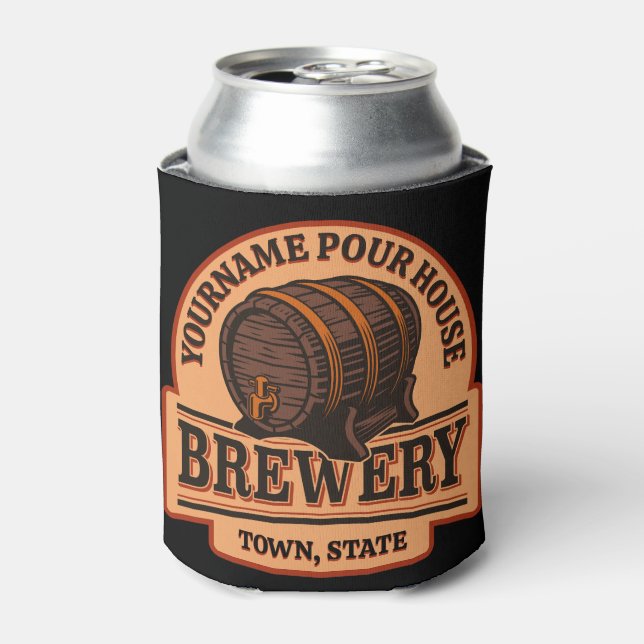 Enfriador De Latas Barril de cerveza de roble antiguo nombre personal (Lata Anverso)