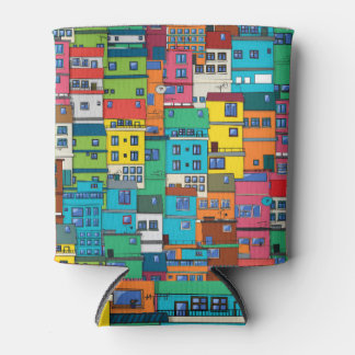 Enfriador De Latas Barrio urbano brasileño: fondo colorido.