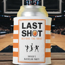 Enfriador De Latas Basketball Bachelor Party Last Shot Orange Striped