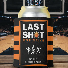 Enfriador De Latas Basketball Bachelor Party Last Shot Orange Striped