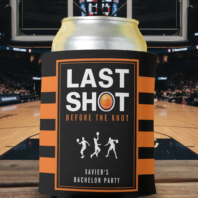 Enfriador De Latas Basketball Bachelor Party Last Shot Orange Striped (Basketball Bachelor Party Last Shot Orange Striped Can Cooler
)